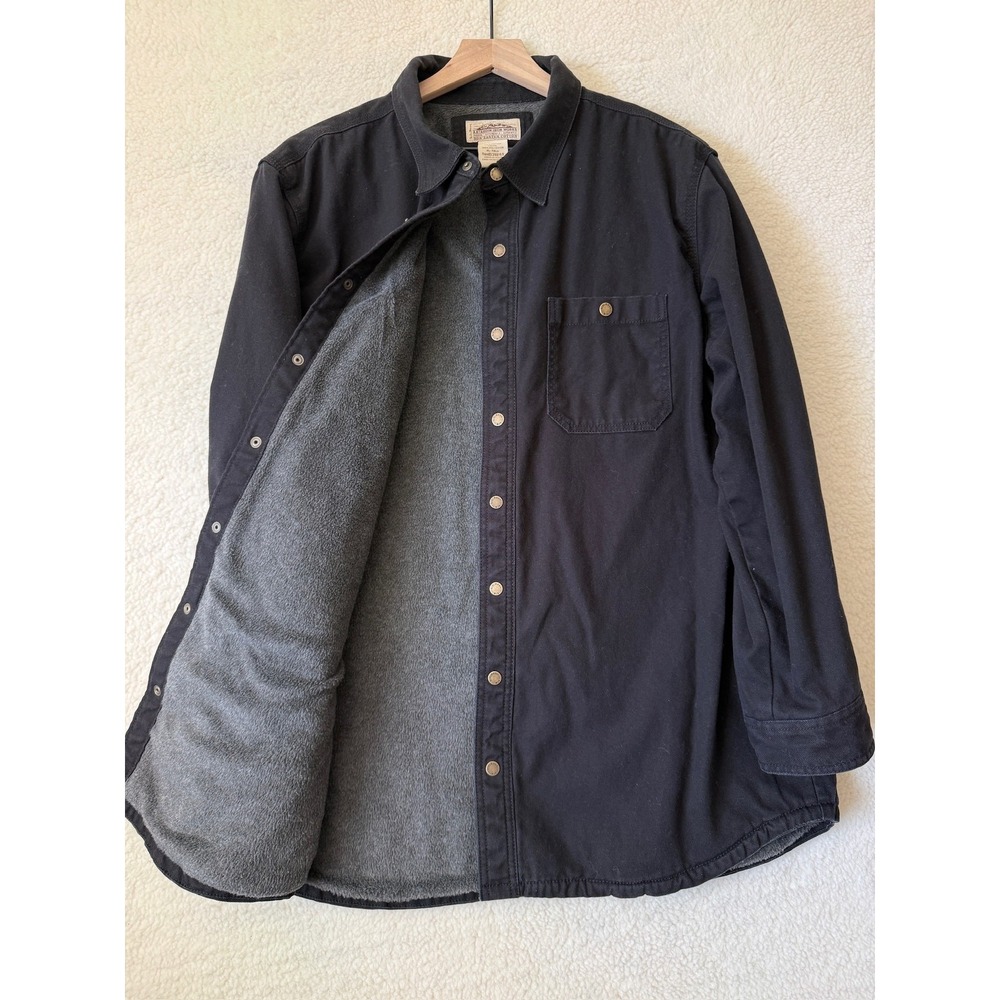 L.L. Bean Jacket Mens XLT Black Katahdin Nor'easter Cotton Lined Shirt Workwear